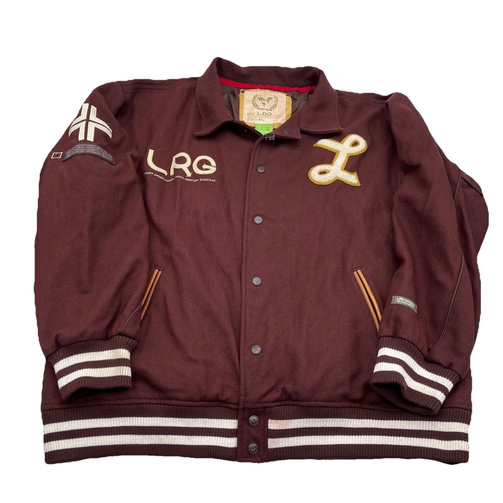 LRG Team Player Wool Varsity Jacket XL Maroon Vintage Y2K Rare‎